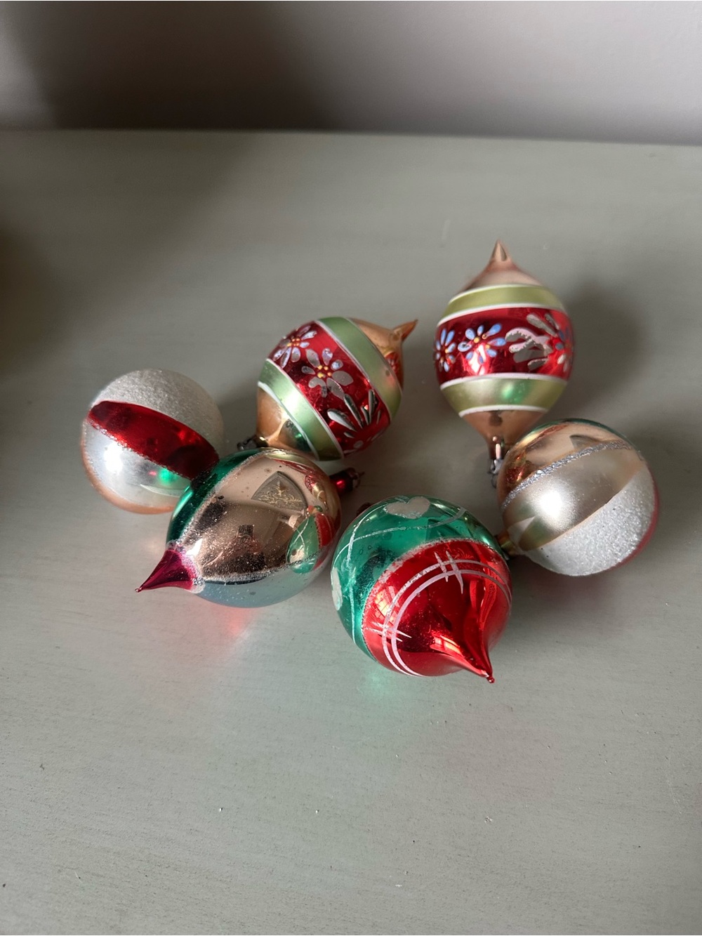 Antique Poland glass ornaments painted stenciled lot